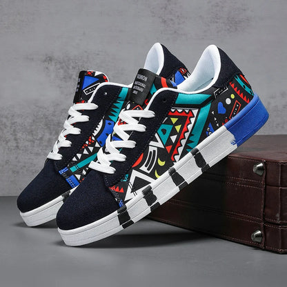 Nouvelles Chaussures de Skateboard Tendance pour Hommes – Baskets Décontractées Antidérapantes en Toile à Motifs pour la Marche en Extérieur – Zapatos Sportifs pour Homme