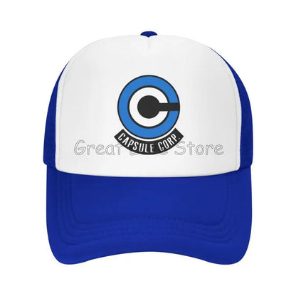Capsule Corp Mesh Baseball Caps Unisex Hip-Hop Trucker Hat Anime DBZ Dad Hat Adjustable Racing Cap Summer Trucker Snapback Hats