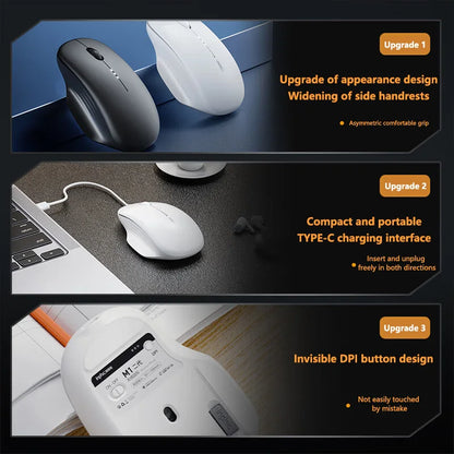 Inphic M1 Second-generation 2.4G Wireless Mouse Type-C Rechargeable Silent Office Mouse Ergonomics Battery Level Display