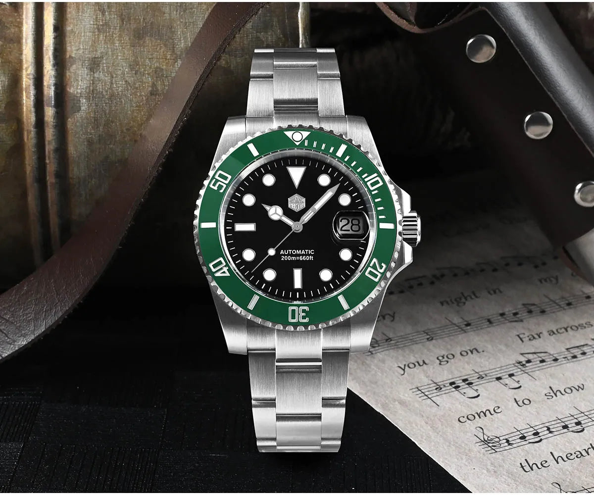 San Martin Upgraded Version 40mm Water Ghost Diver Watch Men's Luxury Automatic Mechanical Watches Sapphire Waterproof 200m SN0017