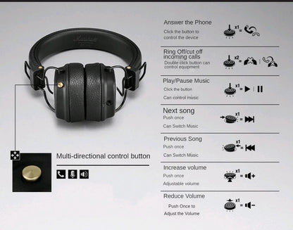 Marshall MAJOR III Bluetooth Wireless Headphones Earphones Deep Bass Foldable Sport Gaming Rock Headset Reduction Microphone