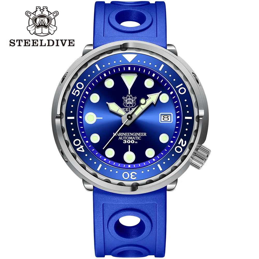 STEELDIVE SD1975 Mens Automatic Watches Men Dive Watch 300m Waterproof Mechanical Wristwatch C3 Luminous Clock Sapphire Mirror