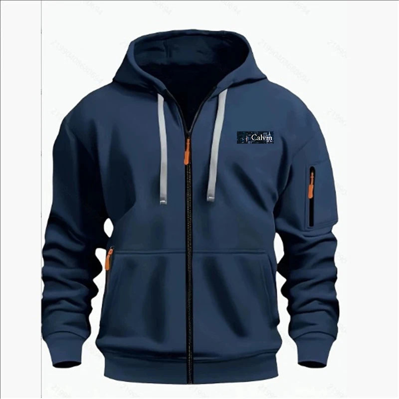 Men's Sweatshirts with Zipper Pockets Thin Solid Color Half Tracksuit Casual Outdoor Hooded Tracksuit Long Sleeve Jacket Coats