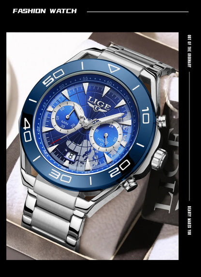 LIGE Luxusuhren für Herren, Freizeit- und Business-Uhren, Herrenmode, wasserdichte Militär-Quarzarmbanduhren für Herren, Montre Homme