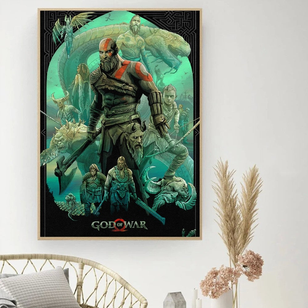 Póster del juego «God of War» - Póster de cine vintage para hacer tú mismo - Cuadro decorativo - Pegatinas para el estudio - Cuadro de pared de tamaño pequeño