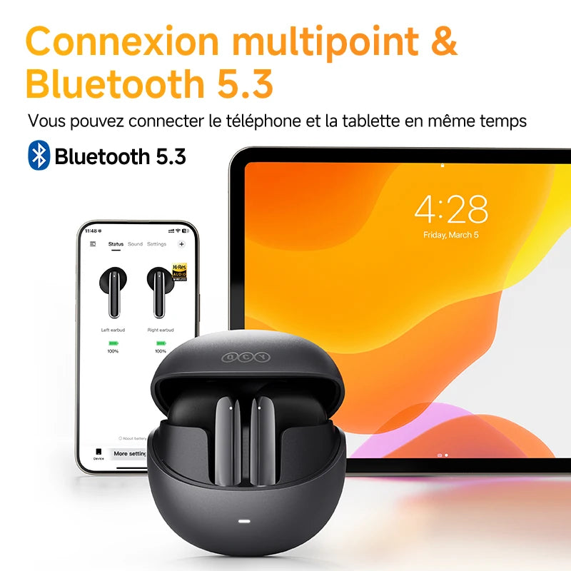 QCY HT10 AilyBuds Pro+ ANC Wireless Earphone Hi-Res Audio with LDAC Bluetooth 5.3 Earbuds 6 Mic AI HD Call Multipoint Connection