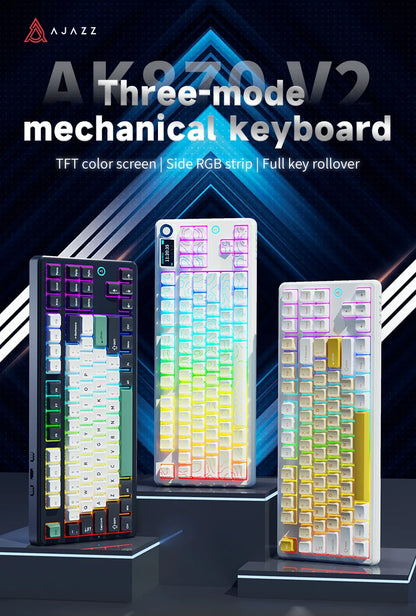 Ajazz AK870 V2 Gaming Mechanical Keyboard is a Hot-Swappable RGB Wired Gaming Keyboard Suitable for Various Scenarios on Laptops