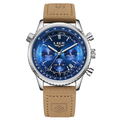 LIGE Luxusuhr für Herren – Chronograph mit Datumsanzeige, aus Edelstahl, wasserdicht, leuchtend, im sportlichen und militärischen Stil, Quarzuhr für Herren