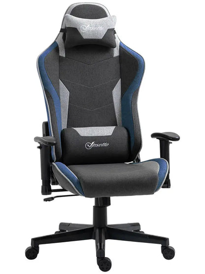 Gaming Chair Reclining 150 °   With Rocking Function, in Linen Effect Fabric, 66X53X128-138 Cm, Gray