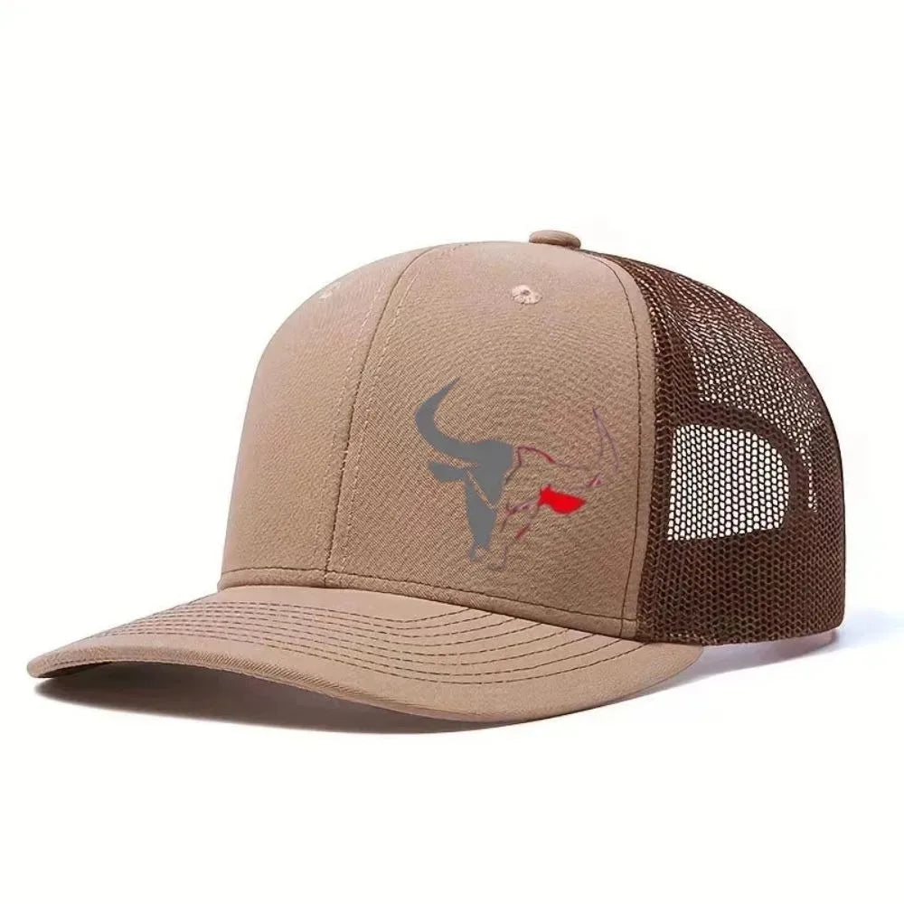 2026 New Casual Bull Head Print Summer Baseball Cap Breathable Hip Hop Sports Visor Mesh Adjustable Sun Hats Men Women