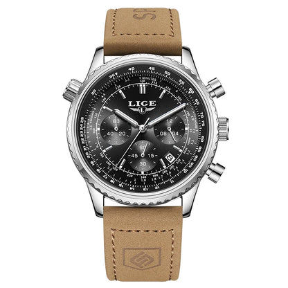 LIGE Luxusuhr für Herren – Chronograph mit Datumsanzeige, aus Edelstahl, wasserdicht, leuchtend, im sportlichen und militärischen Stil, Quarzuhr für Herren