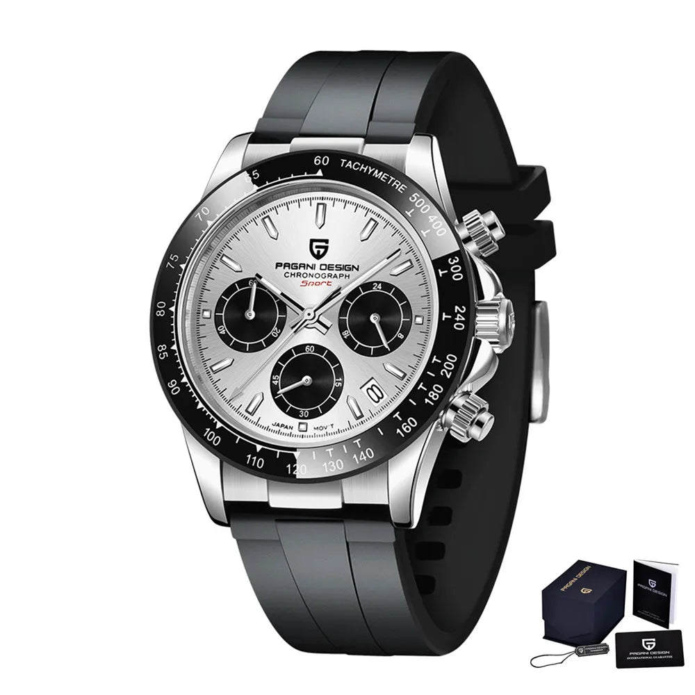 Originale neue PAGANI DESIGN PD-1664 Luxus-Herrenuhr mit japanischem VK63-Quarzwerk, Saphirglas, wasserdichtem Chronographen, Gold