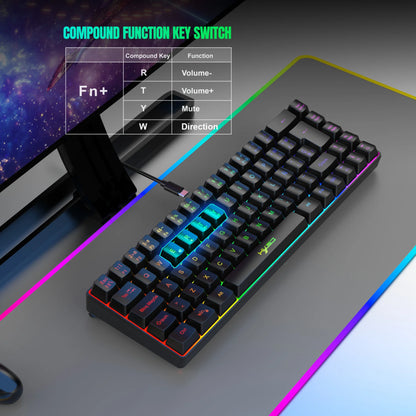 Hot Sale! 69-Key RGB Backlit Wired Gaming Keyboard, 68% Compact Design, A Must-Have Gadget for Office Workers and Gamers