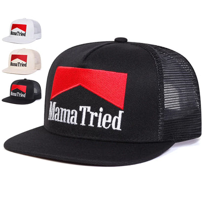 Unisex MAMA TRIED Embroidery Hip-hop Net Hats Spring And Summer Outdoor Adjustable Sports Casual Baseball Caps Sunscreen Hats