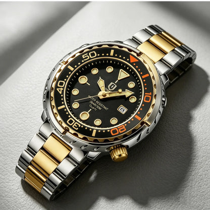 Montres pour homme QINGXIYA : montres de luxe à quartz pour homme, tendance, étanches, luminescentes, avec date et cadran rotatif, en acier inoxydable