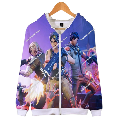 2024 New Game Zipper Hoodie Children's Sweatshirt Fortnite Pullover Sweatshirts Fashion Boys and Girls Clothing