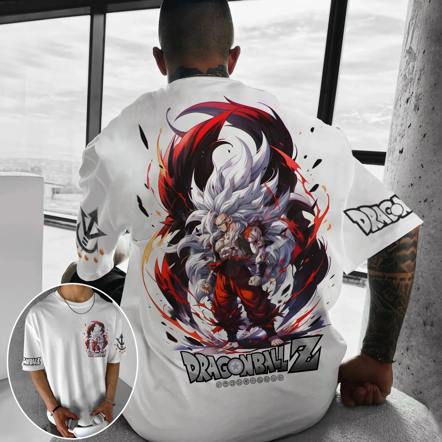 T-shirt in cotone a maniche corte con stampa Dragon Ball Z Son Goku Vegeta, per uomo e donna, stile Harajuku Y2K vintage, streetwear estivo