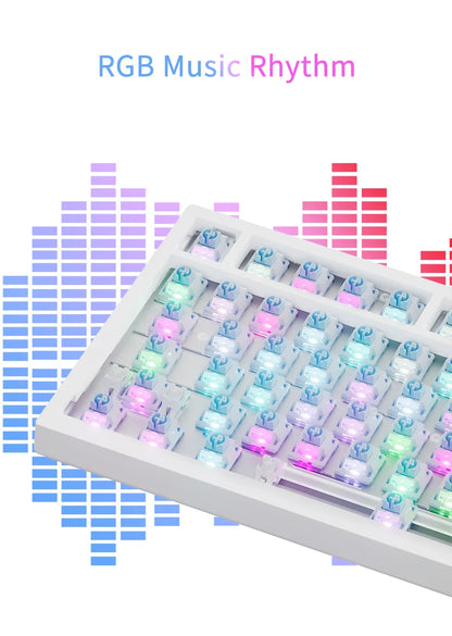 AJAZZ AK820  Mechanical Keyboard 70% Compact Layout/RGB Lighting/Hot-swappable Switches,with Wired,Wireless,and Bluetooth