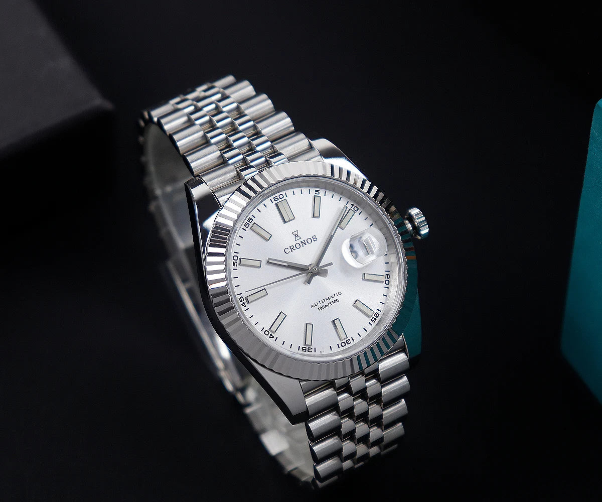 Cronos DateJ Luxury Men Watch Stainless Steel 5 Links Bracelet PT5000 Miyota 9015 100m Water Resistant Sapphire L6046M