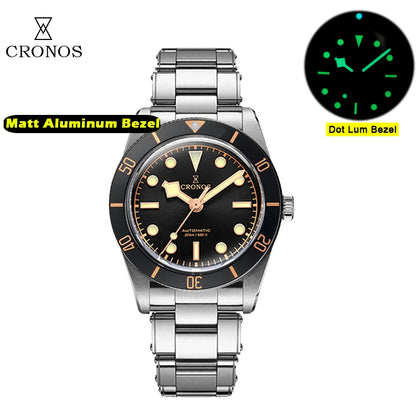 Cronos Luxury Men Watch 37mm Diver BB54 Vintage Automatic Wristwatches Female End Links Sapphire 20 Bar L6033