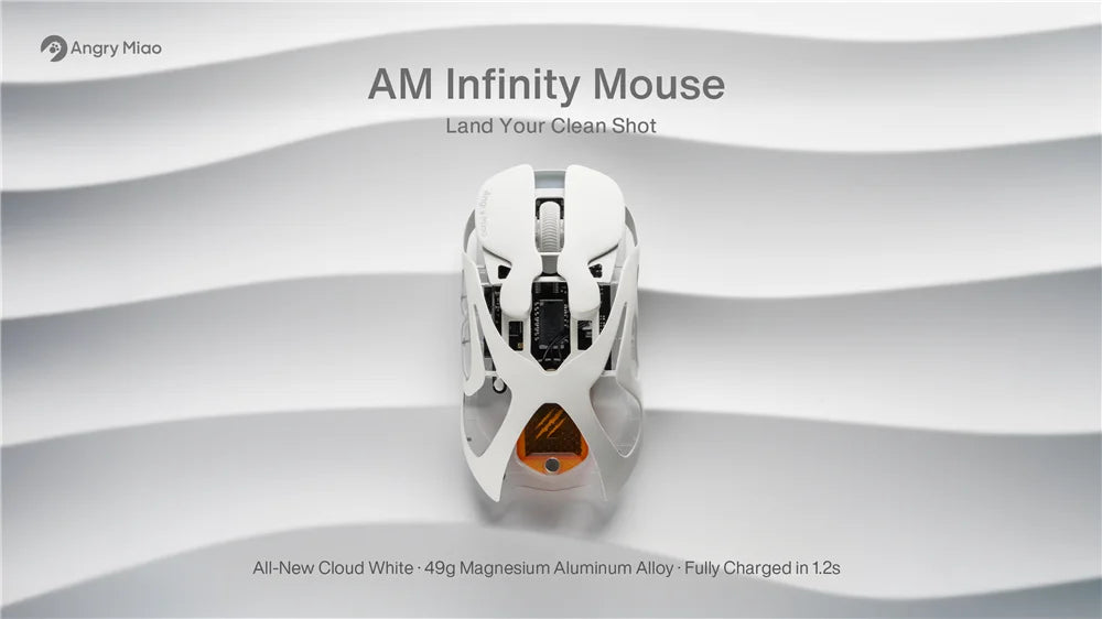 Angry Miao Infinity Gaming Wireless Mouse Hot-Swappable Metal Ultralight Hollow PAW3950 Dual 8K Wired Tri-Mode