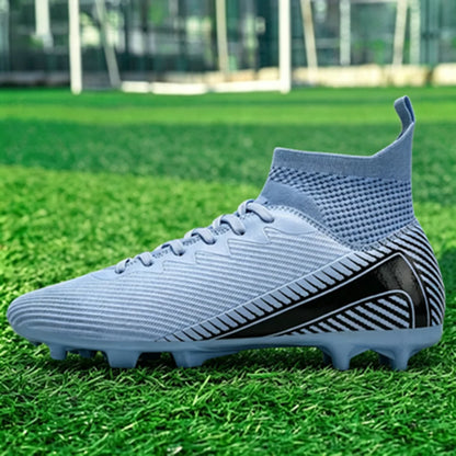 Chaussures de football pour adultes débutants AG FG, tige extensible en PU, coussin en TPU, crampons longs antidérapants, durables, pour entraînement sur gazon, niveau d'entrée