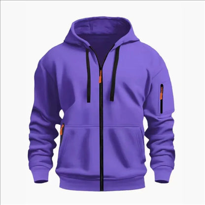 Men's Sweatshirts with Zipper Pockets Thin Solid Color Half Tracksuit Casual Outdoor Hooded Tracksuit Long Sleeve Jacket Coats