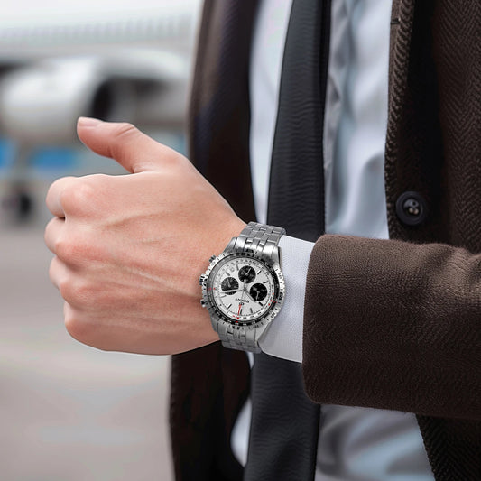 Orologio cronografo da uomo BERNY – Orologio al quarzo multifunzione in stile aeronautico, dotato di datario, vetro zaffiro ed eccellente luminescenza – Orologio da polso di lusso da uomo