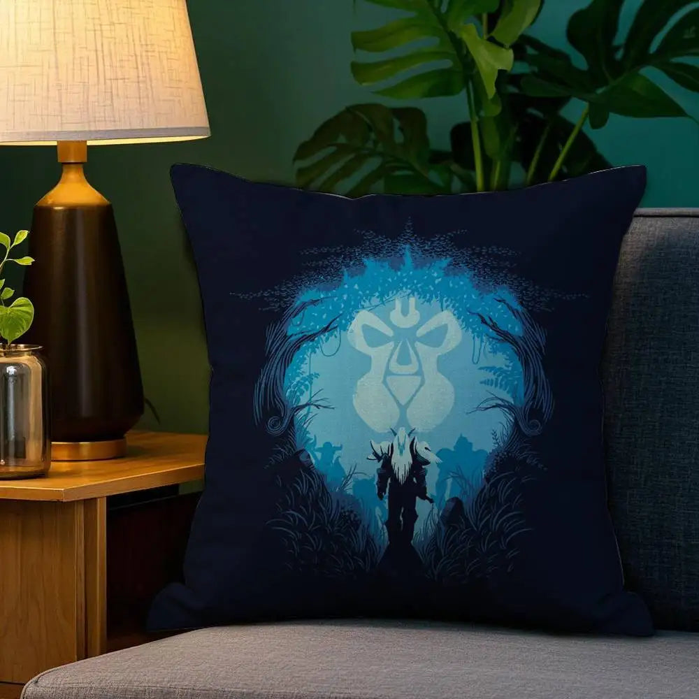 Warcrafts of World W-WOW Game Pillow Case Plush Fabric Soft Double Sided Print Sofa Cushion Cover Throw Pillow Covers