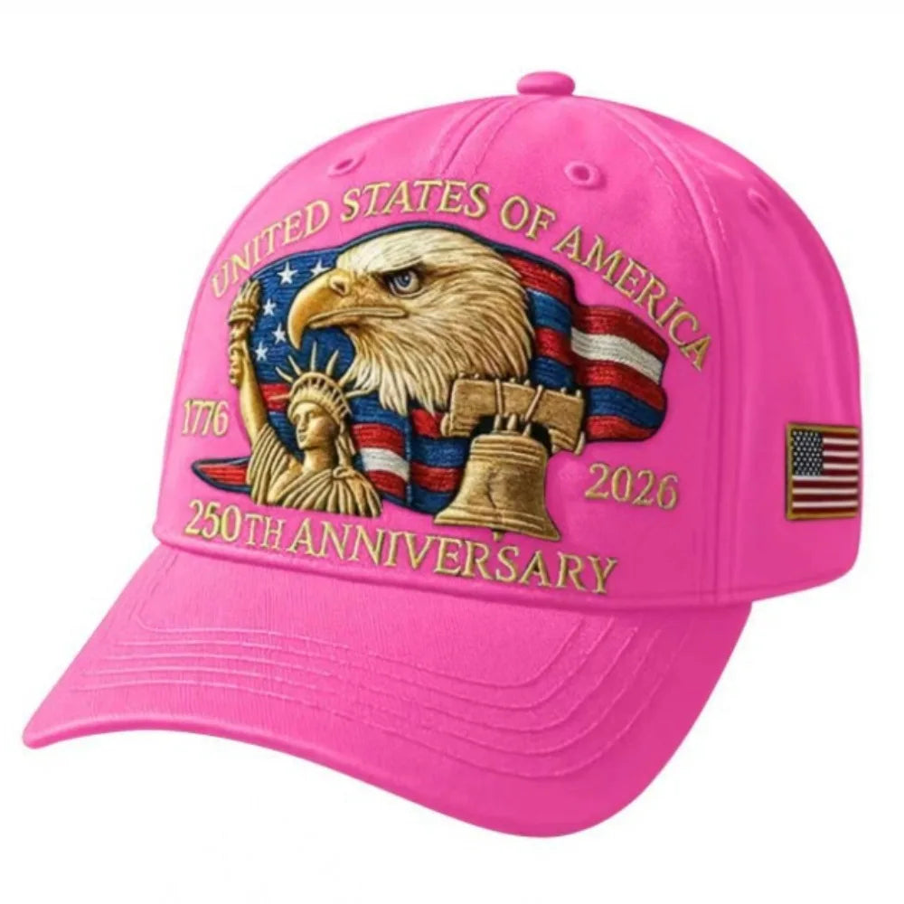 USA 250th Anniversary Eagle Print Hat Unisex Adjustable Washed Cotton Peak Hat Trucker Hats Outdoor Visor Baseball Cap