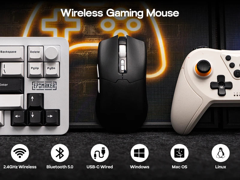 EPOMAKER Click Lite Wired/BT/2.4GHz Wireless Gaming Mouse PAW3311 Sensor 800 to 24000 DPI with 500mAh Battery for PC/Mac/Linux