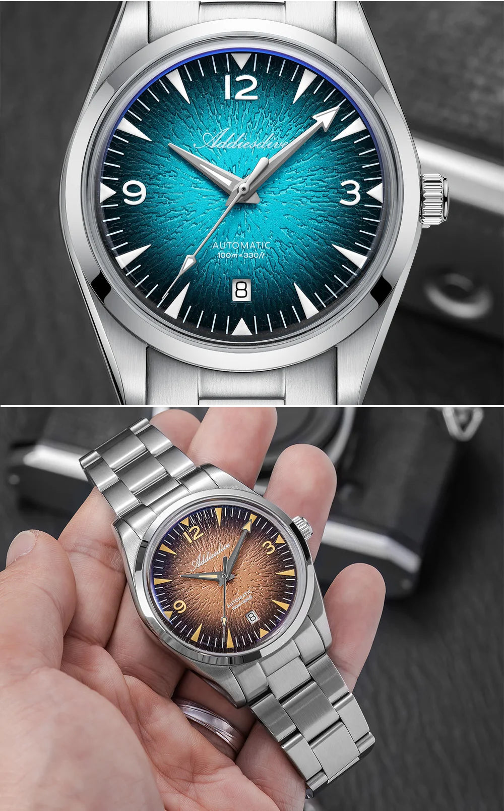 ADDIESDIVE AD2508 Man Diving Watch Luminous 100M Waterproof 316L Stainless Steel 8215 Movement Automatic Mechanical Watch