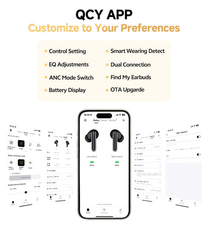 QCY MeloBuds Pro Adaptive Hybrid Active Noise Cancelling Wireless Earbuds 46dB Bluetooth 5.3 LDAC Hi-Res Audio 34H Earphones