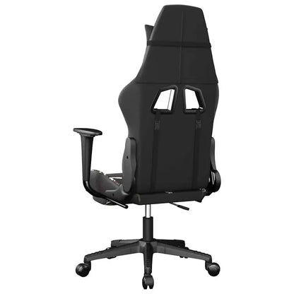 Gaming Chair Massage Footrest Black & Camouflage 67X64X116-127 cm in Imitation Leather, 360 Adjustable Reclining Seat ° Load Capacity 110 kg