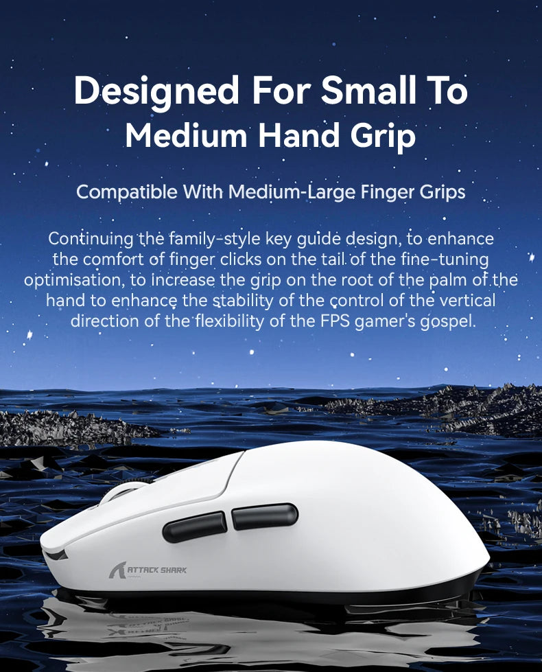 ATTACK SHARK R6 PAW3950MAX Wireless Gaming Mouse, 8Khz Polling, Ultralight 39g, Nordic 52840 MCU,  Omron Optical Microswitches