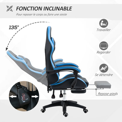 Gaming Chair with footret, Ergonomic Gaming Chair with Lumbar Cushion, head, Gaming Chair, Adjustable heights compitter Chair