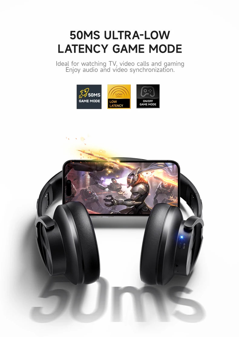 Picun B8 Bluetooth Headphones 120H Playtime Headset Wireless Bluetooth 3EQ Mode Low Latency Hands-Free Calls Over Ear Headphones
