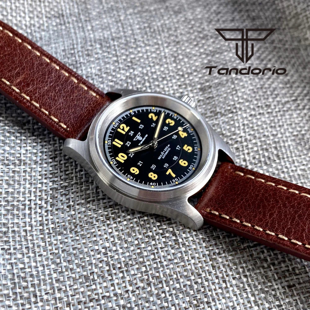 Tandorio 36mm Fashion 20BAR automatische Taucher- und Pilotenuhr für Herren und Damen, NH35/PT5000/Miyota8215 Uhrwerk, Saphir-Armbanduhr, grüne Leuchtmasse