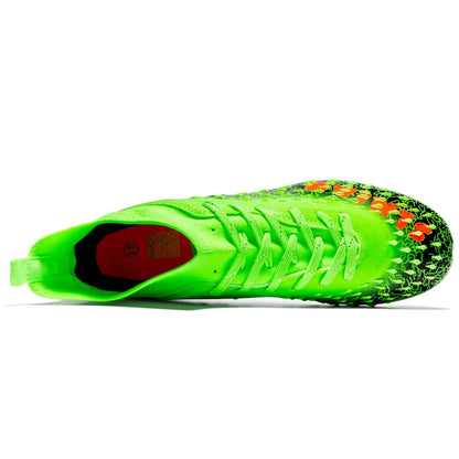Chaussures de football pour hommes et femmes, chaussures de football à tige haute offrant un bon maintien de la cheville, chaussures d’entraînement légères et antidérapantes pour terrains intérieurs et extérieurs.