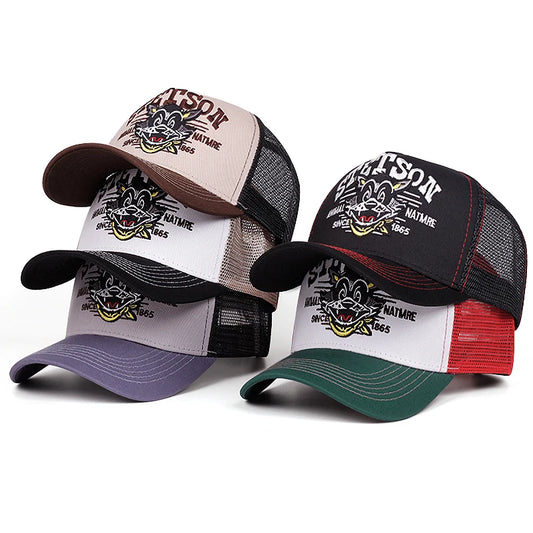 2025 Cartoon New Baseball Hat STETSON Cartoon Cat Truck Hat Daily Leisure Commuting Sunshade Net Hat Street Hip Hop Hat Unisex