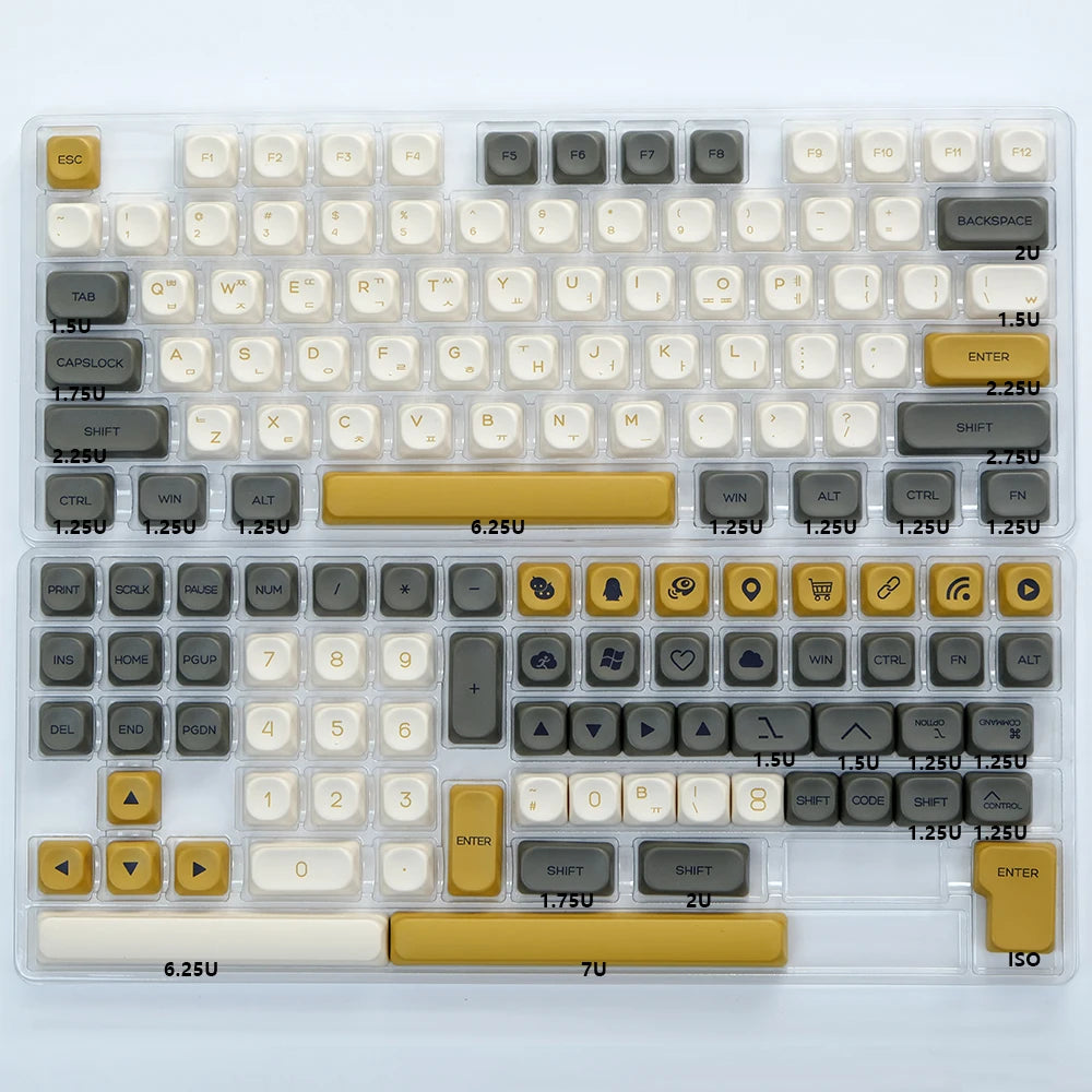 KBDiy KOA  Profile PBT Honey Milk Keycaps Russian Korean Japanese 137 Keys Caps for Mechanical Keyboard Keycap MAC for MX Switch