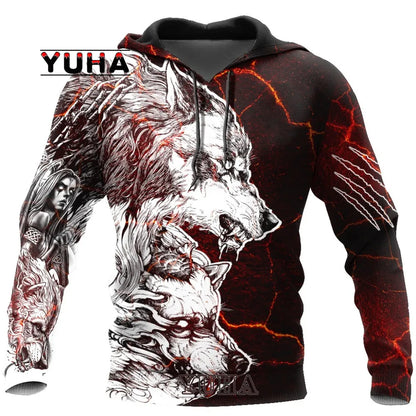 Wolf 3d Printed Hoodies Unisex Cool  Pullover Animal Graphic Sweatshirt Men’s Street Wear