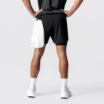 Dragon Ball Men's Double-layer Shorts Son Goku Summer Japanese Anime Fake Two-piece Sports Fitness Quick-drying Shorts, Produit gaming premium Fraquane