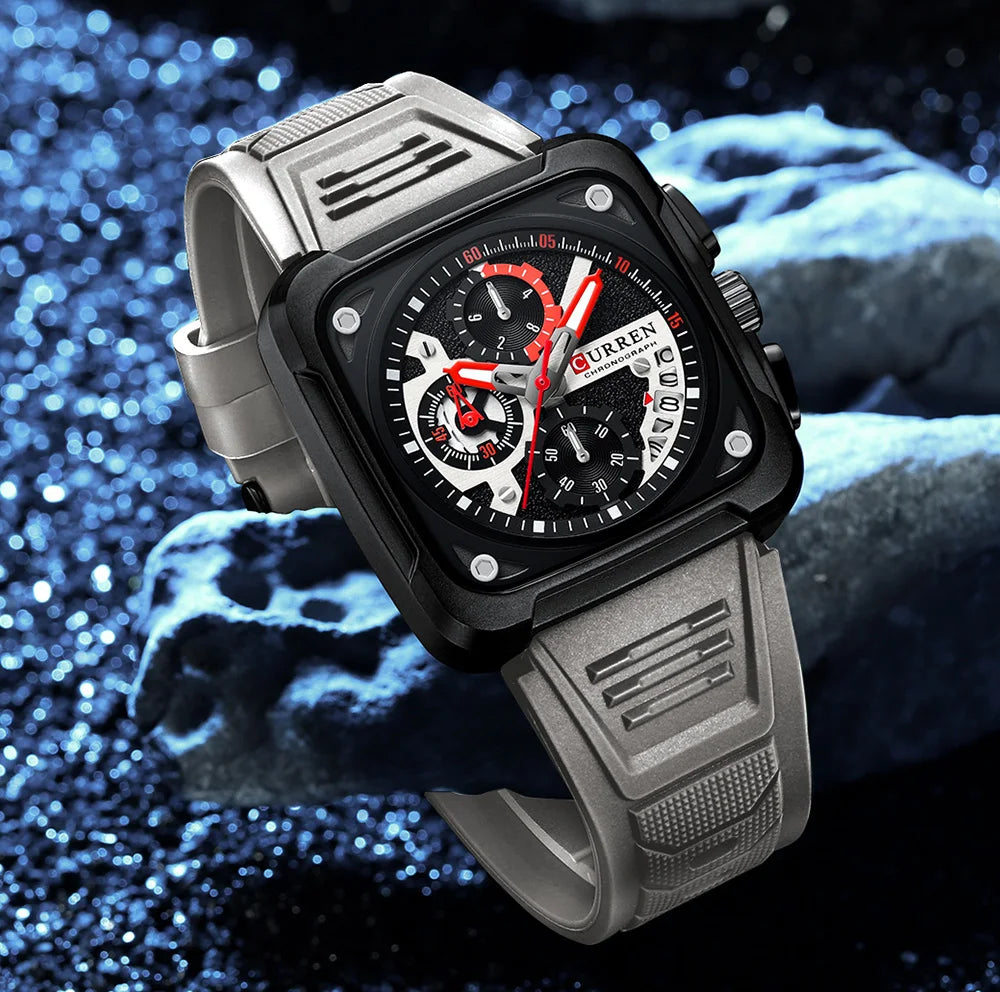 Montres pour homme CURREN : montre-bracelet de luxe à quartz, carrée, originale, étanche et luminescente, chronographe pour homme, Relogio