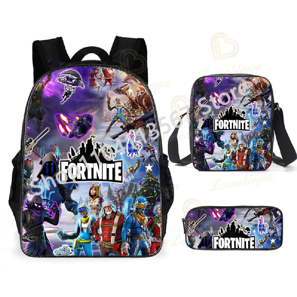 3Pcs/Sets Fortnite School Bags for Boys Girls Cartoon Battle Royale Game Book Bags Sets Games Backpacks School Gifts