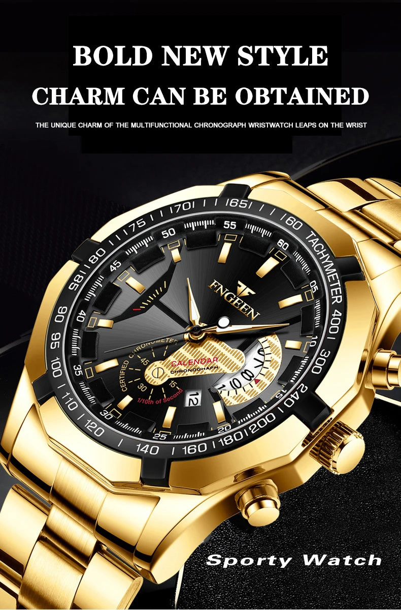 Montres-bracelets à quartz BINBOND Original pour homme : montres de luxe luminescentes, étanches, à date automatique, en acier inoxydable. Livraison gratuite.