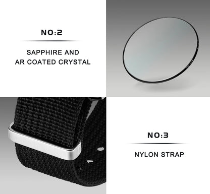 CADISEN Neue Herrenuhren Luxuriöse Quarz-Armbanduhr für Herren Saphirglas mit AR-Beschichtung Canvas VK68 Speed Chronograph Automatik