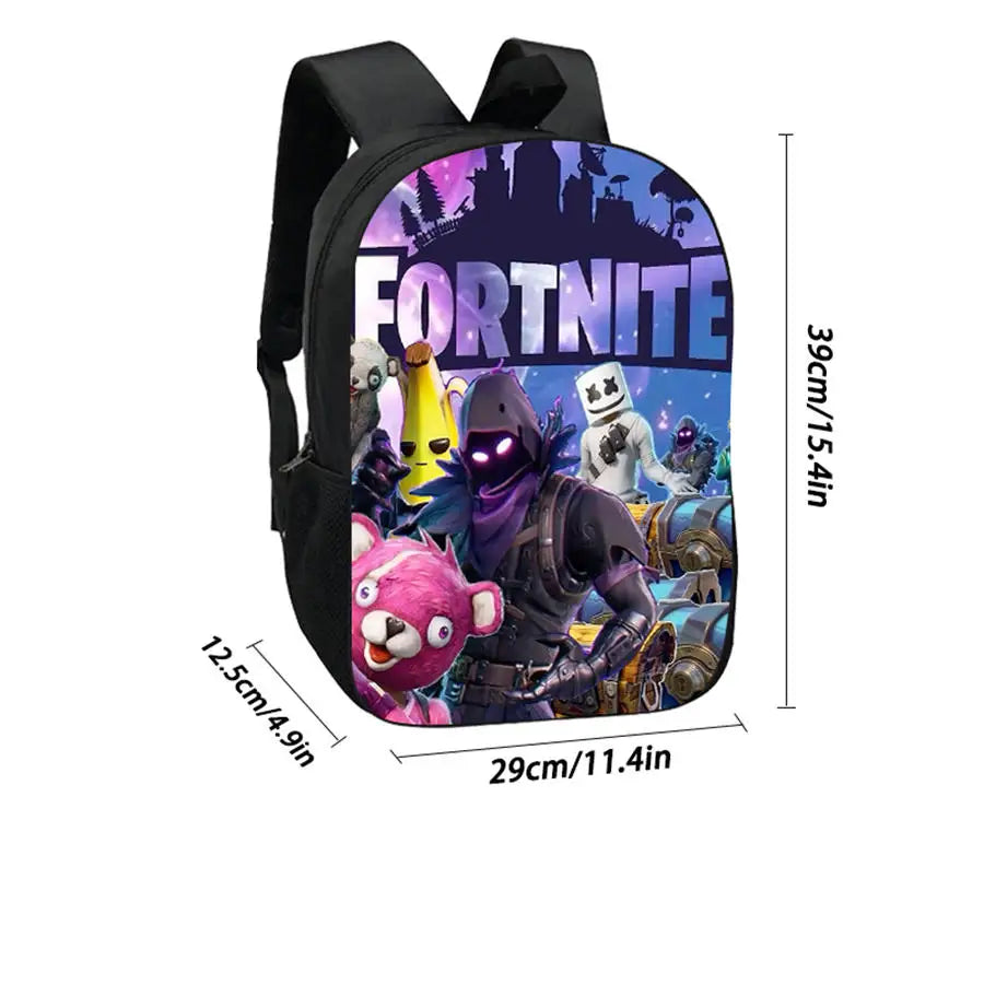 Fortnite Cartoon 15-inch Lightweight Backpack With Adjustable Shoulder Straps Kids Daily School Bag For Boys Girls Age 5-9