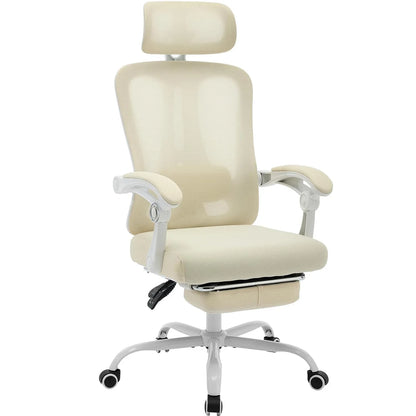 Ergonomic Office Chair With Adjustable Lumbar Support & Footrest, High-Back Mesh Gaming Chair With Tilt Mechanism For Home
