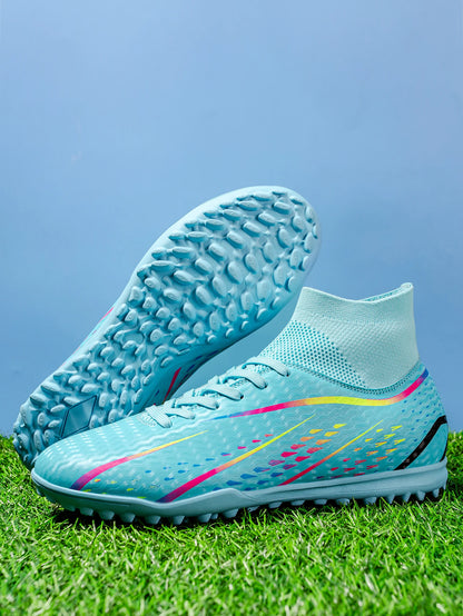 Chaussures de football TF professionnelles pour hommes, femmes et enfants, en PU + tissu respirant, semelle en caoutchouc résistante à l'usure